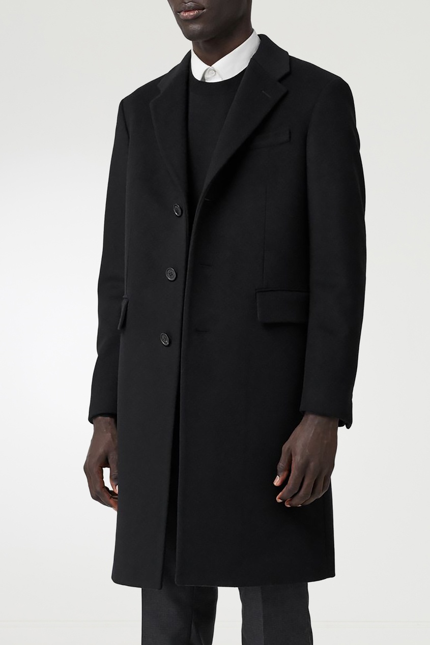 фото Черное пальто из шести и кашемира burberry