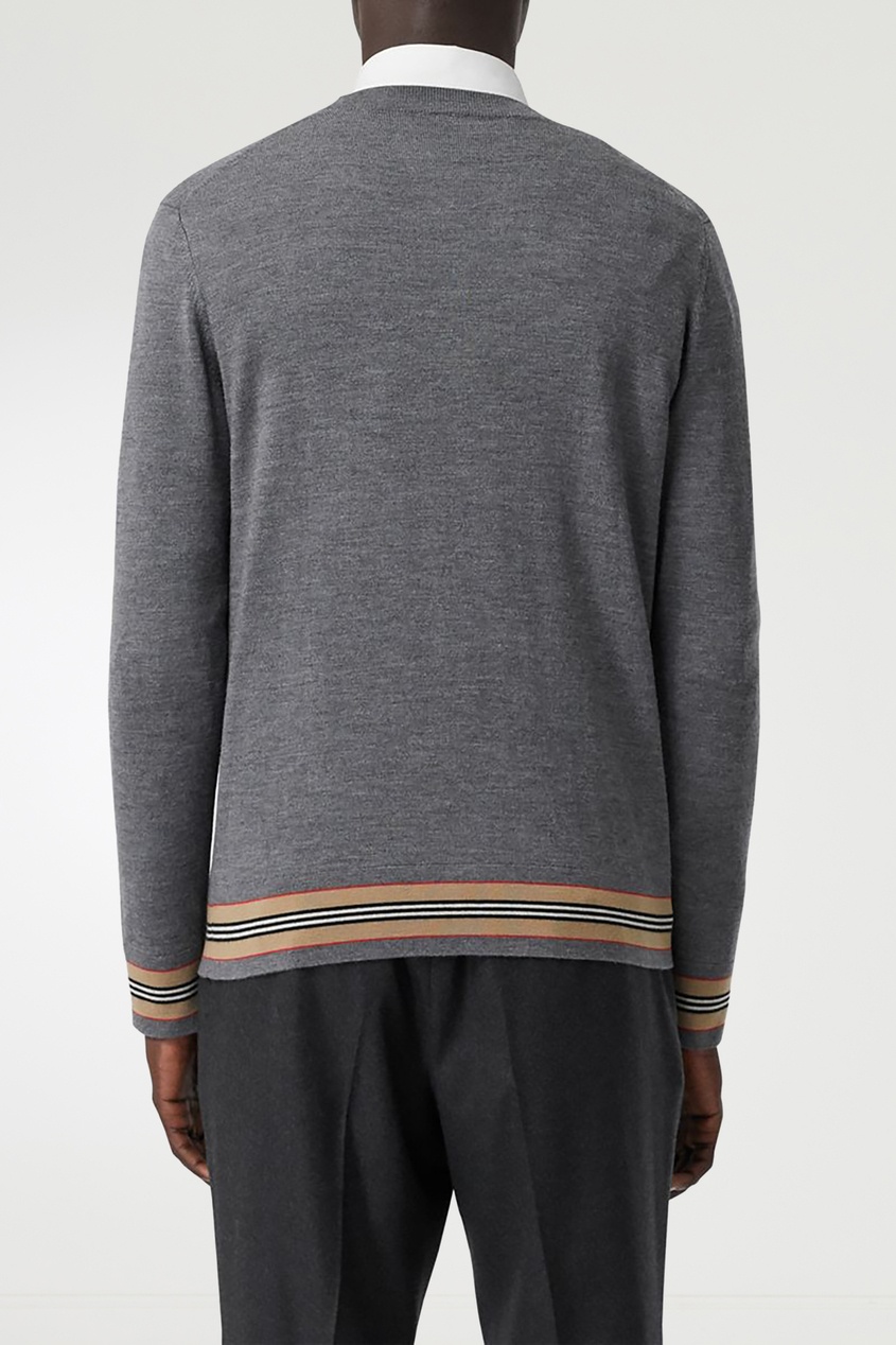 фото Серый пуловер с контрастными манжетами burberry