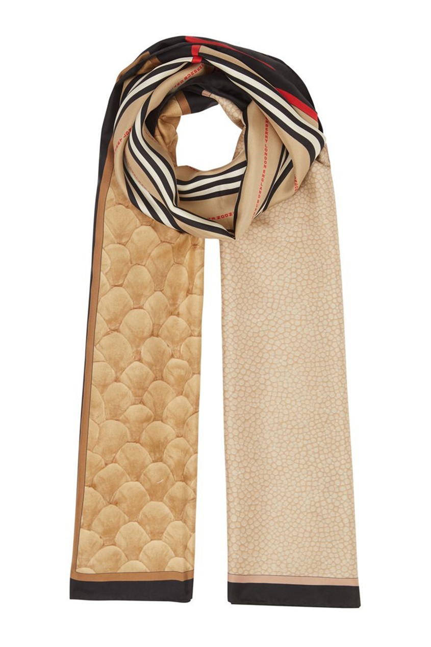 фото Шелковый шарф с комбинированным принтом burberry