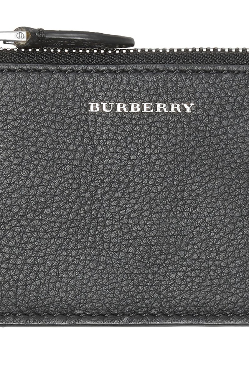 фото Черный кожаный кошелек на молнии burberry