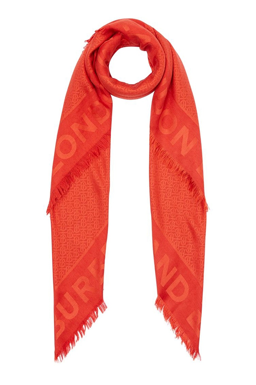 фото Большой шарф красно-оранжевого цвета burberry