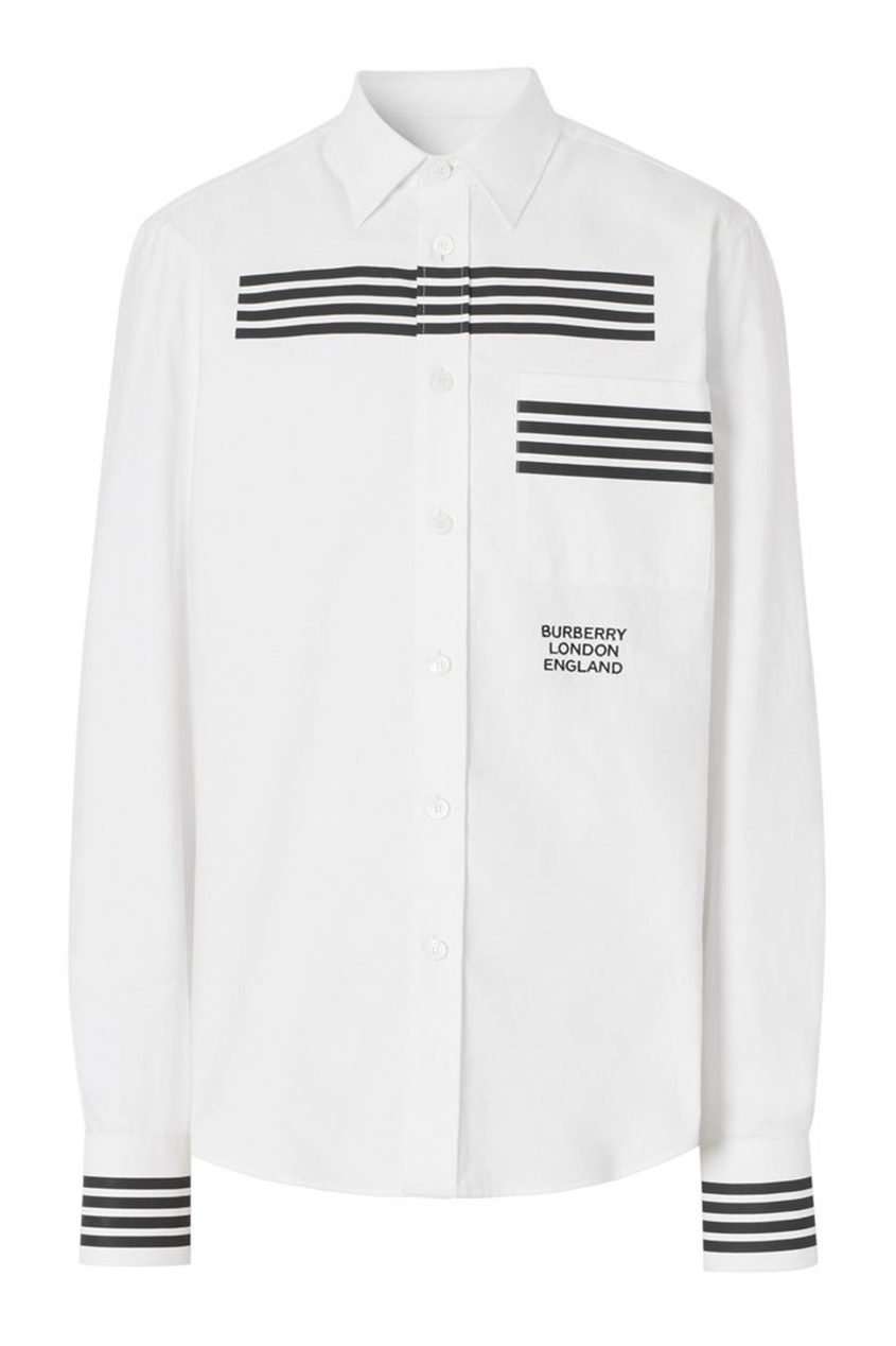 фото Белая рубашка с принтом burberry
