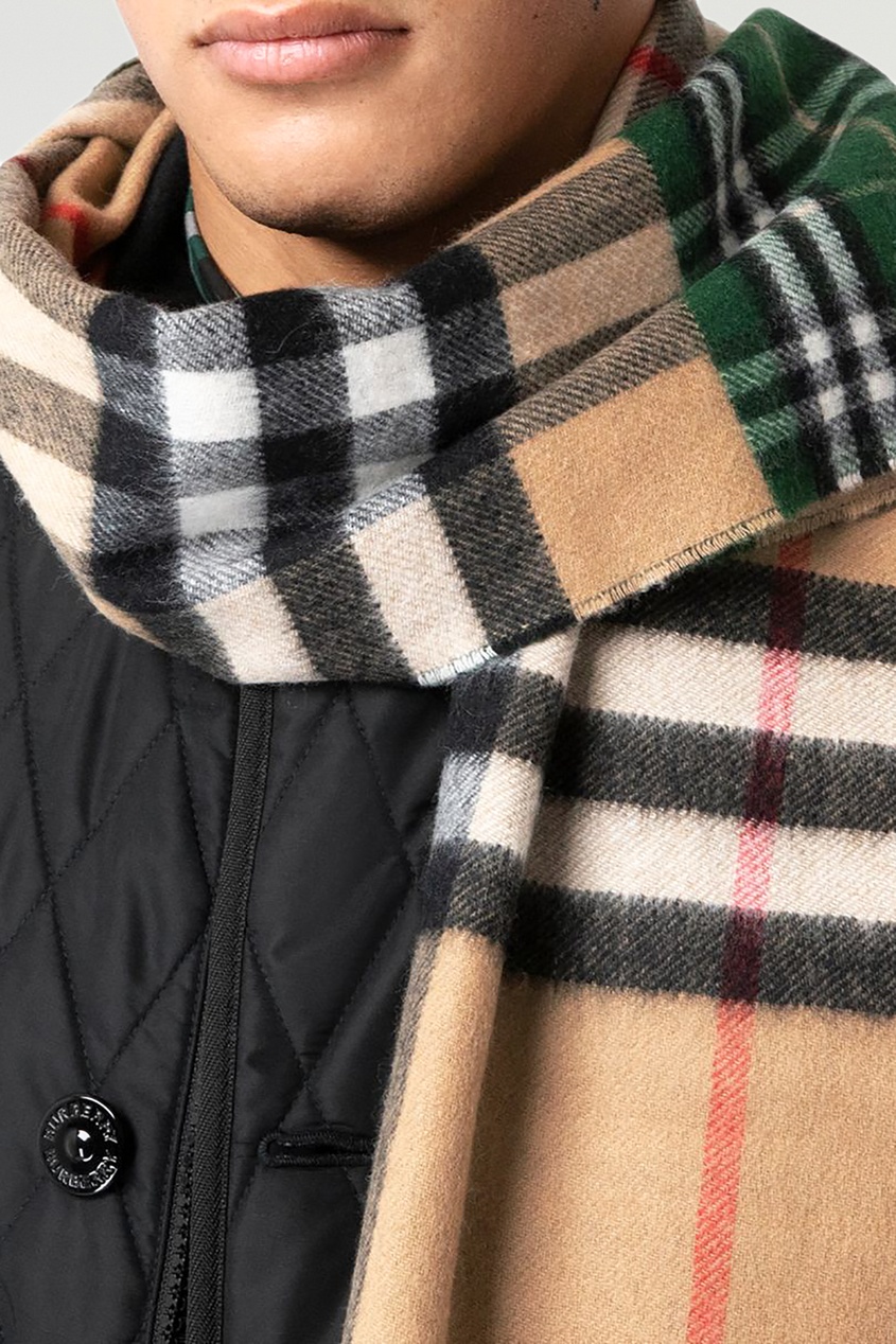 фото Кашемировый шарф с комбинированным узором burberry