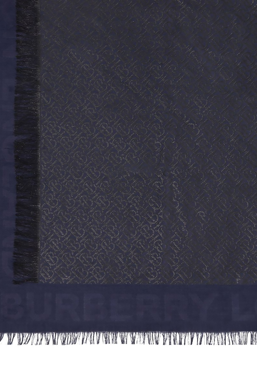 фото Синий платок с мотивом тв и люрексом burberry