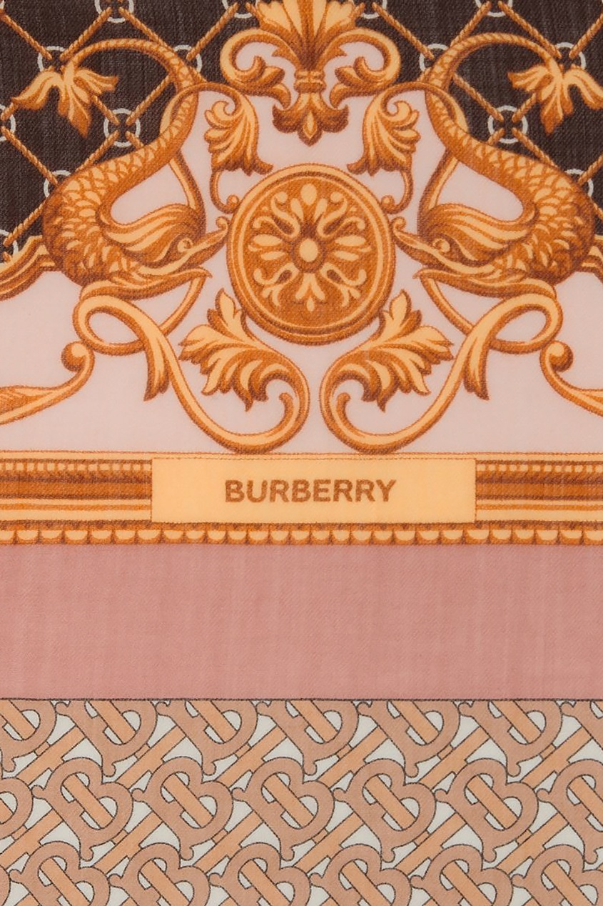 фото Платок из шелка и шерсти с винтажным принтом burberry