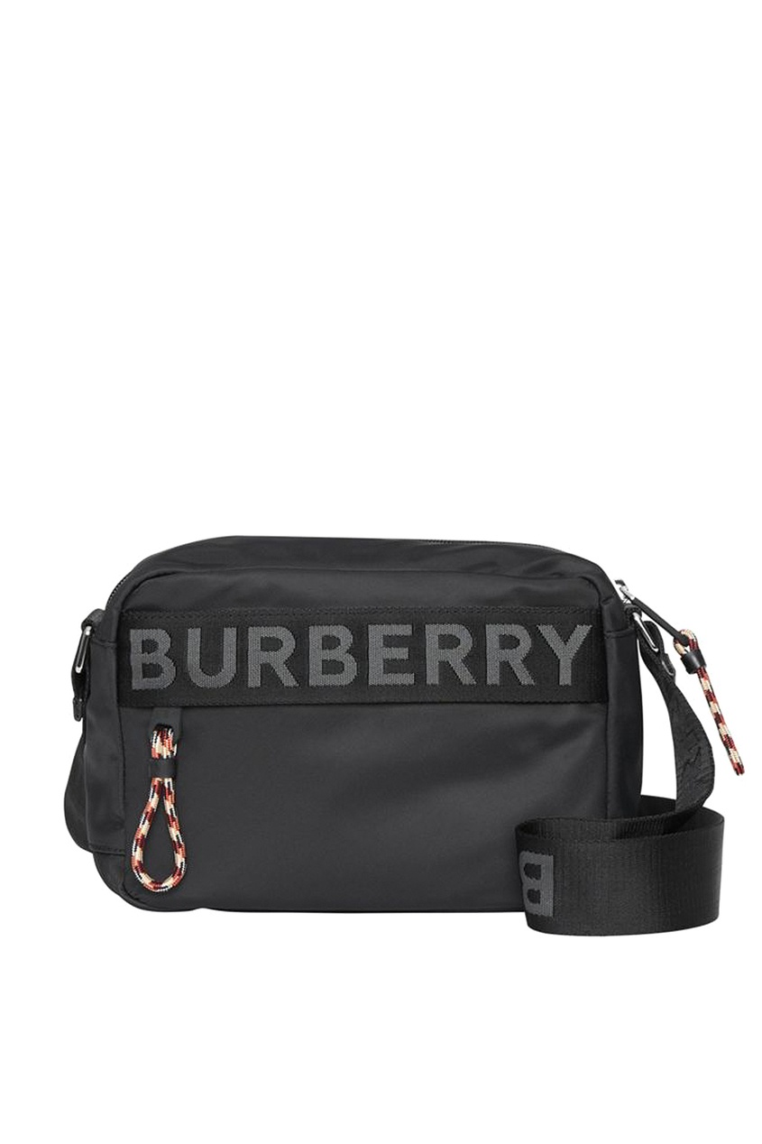 фото Черная текстильная сумка с логотипом burberry