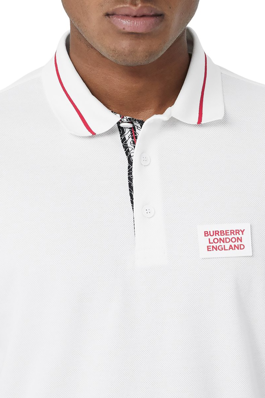 фото Белое поло с логотипом burberry