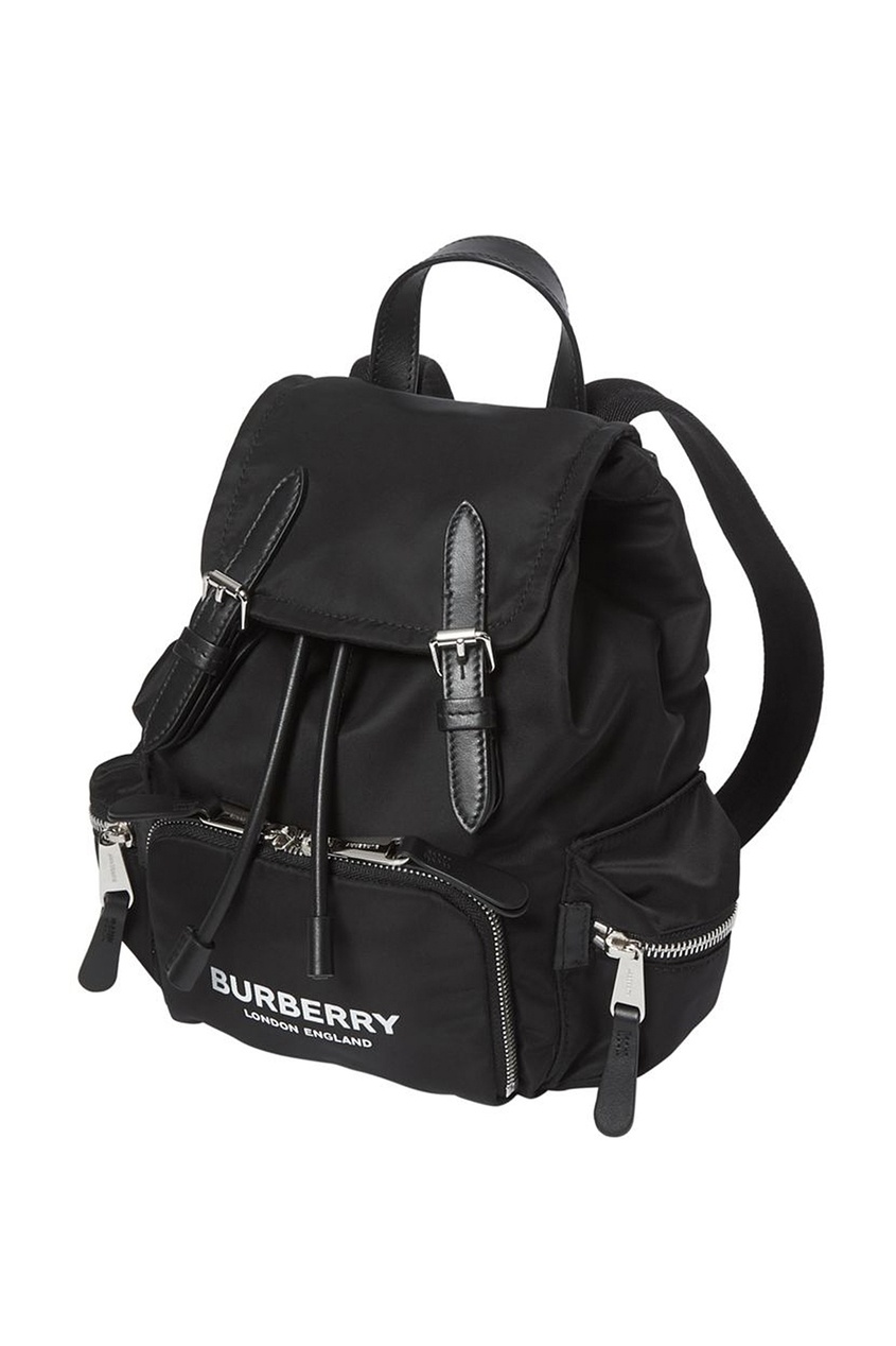 фото Черный рюкзак с контрастным логотипом burberry