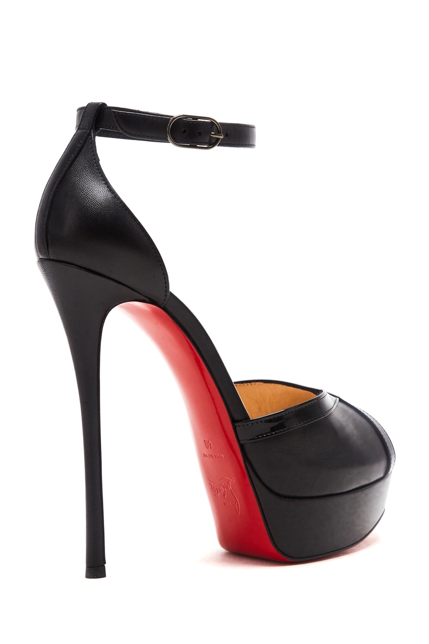 фото Черные кожаные босоножки cathy 150 christian louboutin