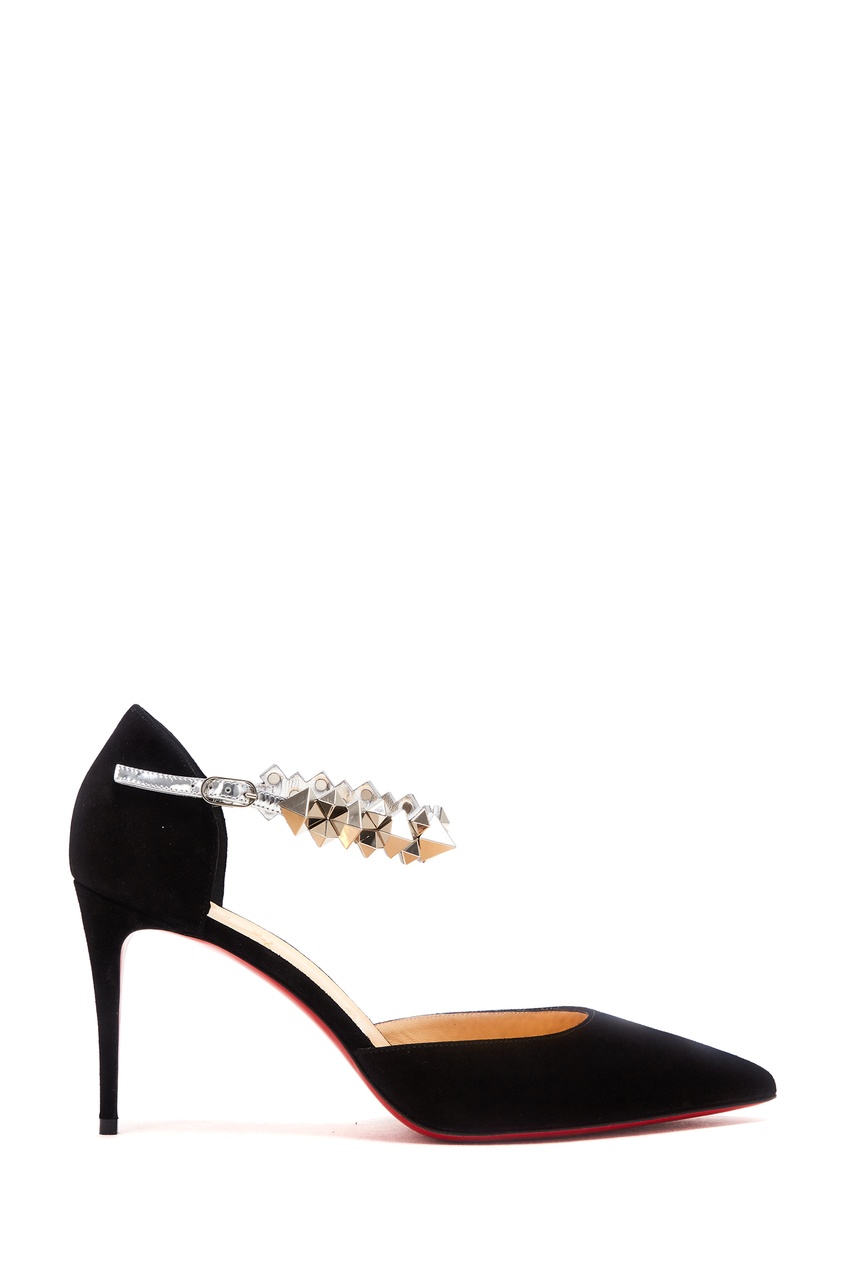 фото Велюровые туфли с шипами planet chic 85 christian louboutin