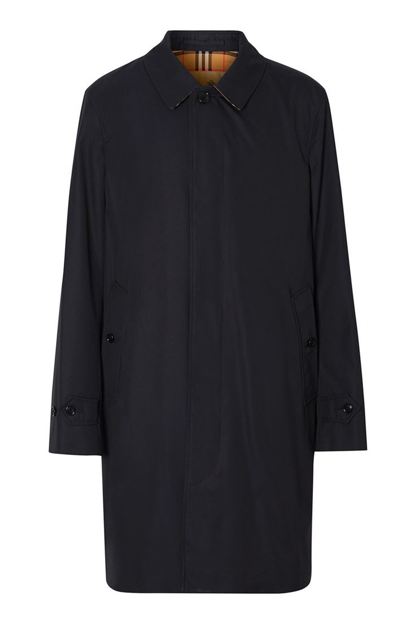 фото Черное пальто с подкладкой в клетку burberry