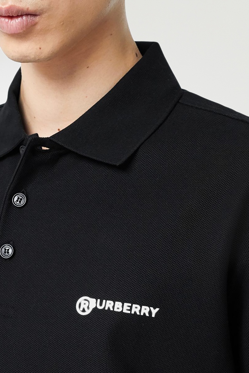 фото Черное поло с логотипом burberry