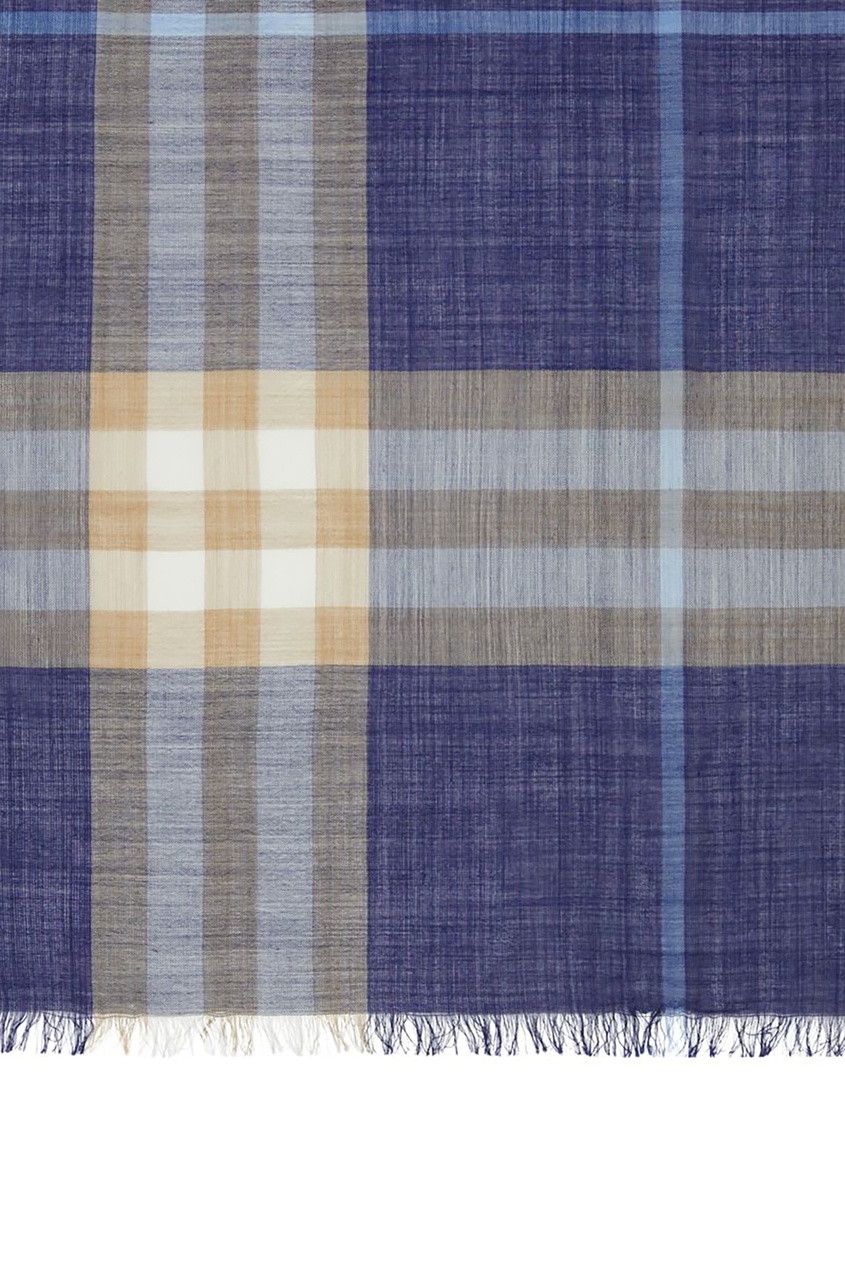 фото Синий шарф из смесовой ткани burberry