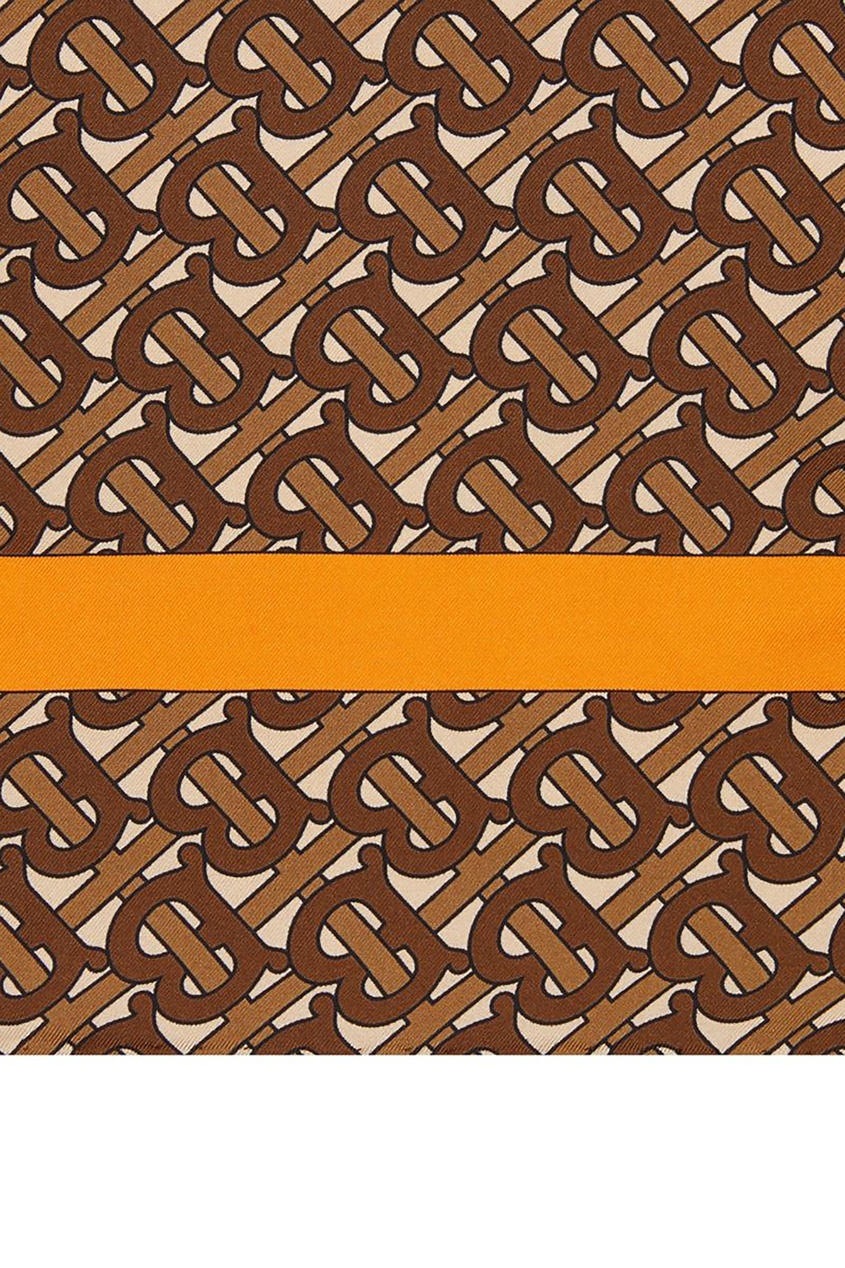 фото Шелковый платок с коричневой монограммой burberry