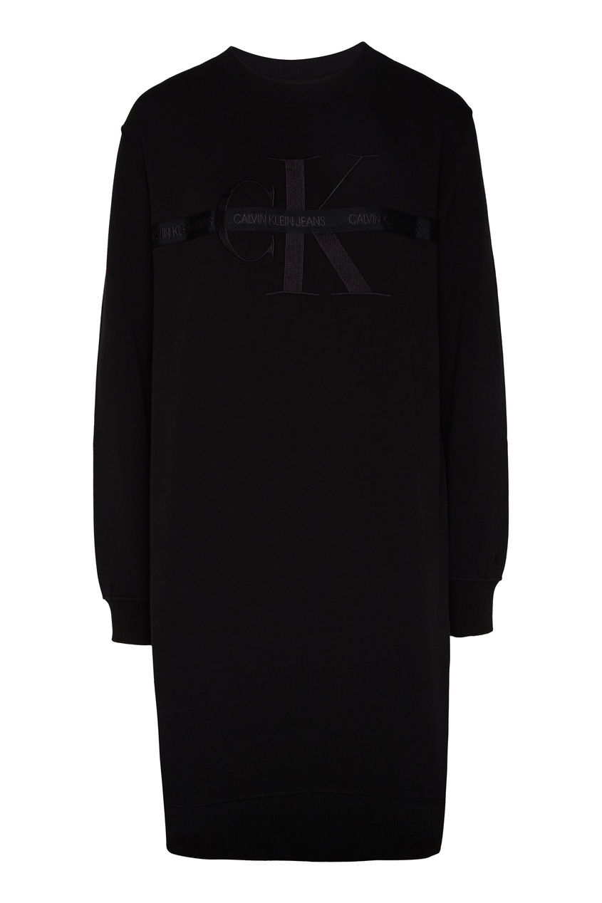 фото Черное платье с логотипом calvin klein