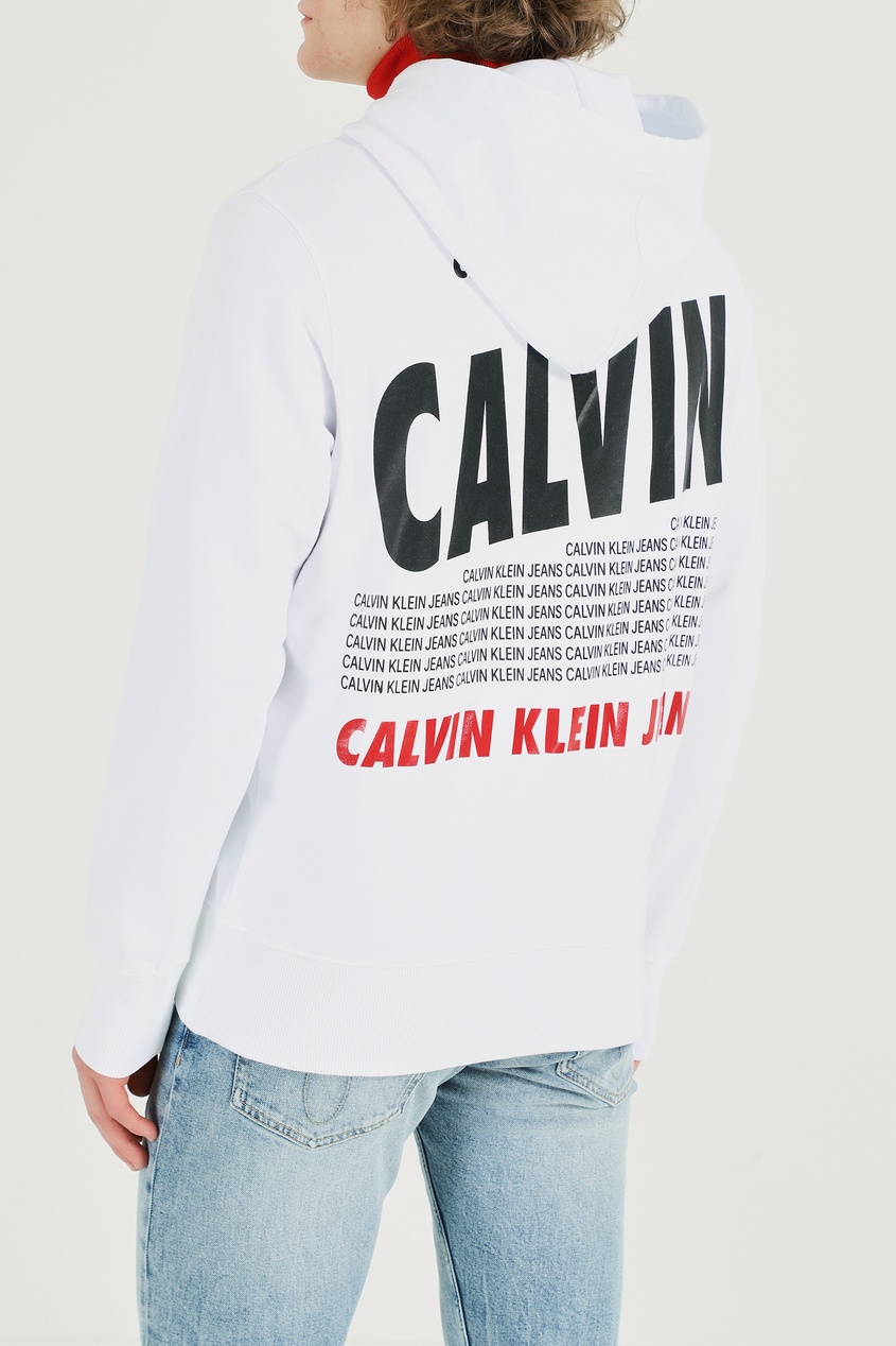 фото Белое худи с логотипом calvin klein