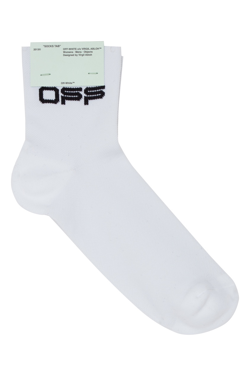 фото Белые носки с черным вышитым логотипом off-white