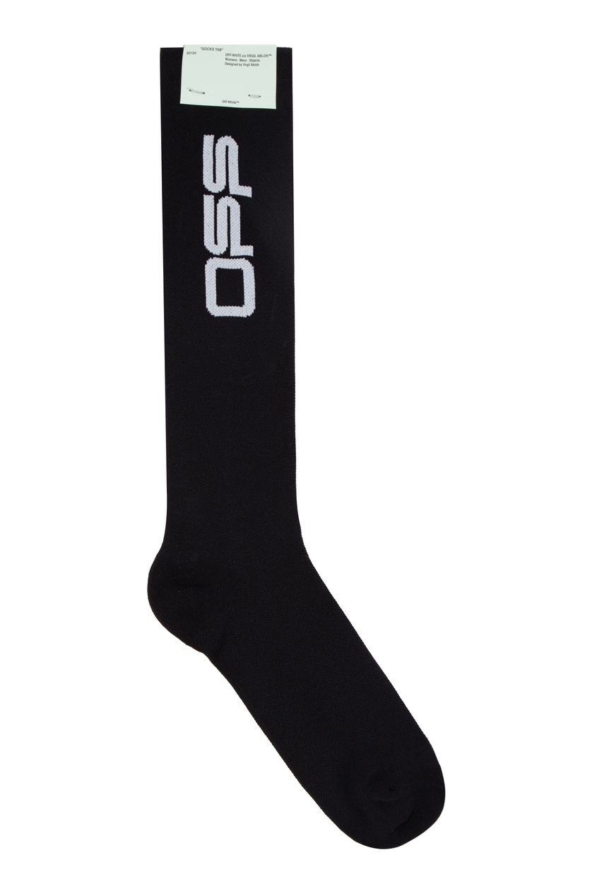 фото Черные носки с белым вышитым логотипом off-white
