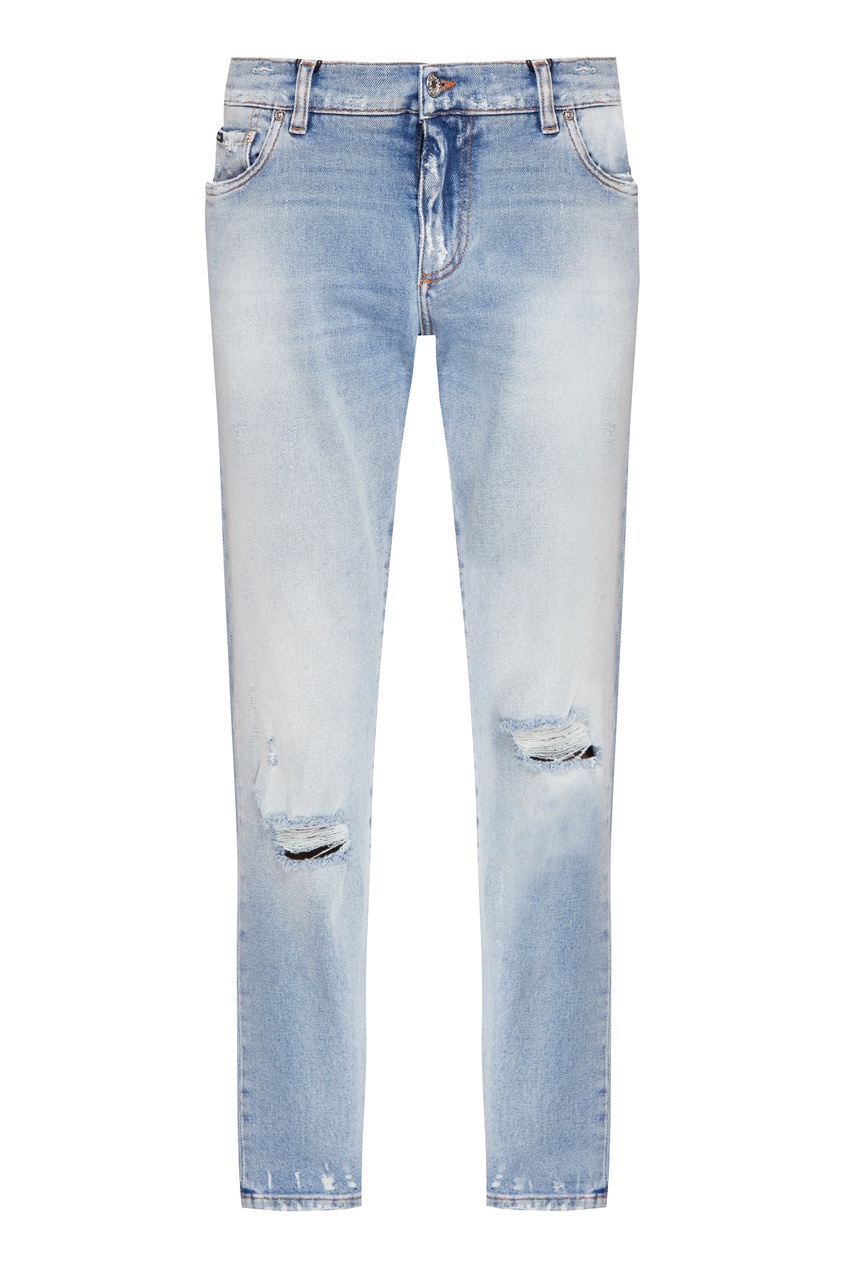 фото Голубые джинсы с прорезями dolce&gabbana