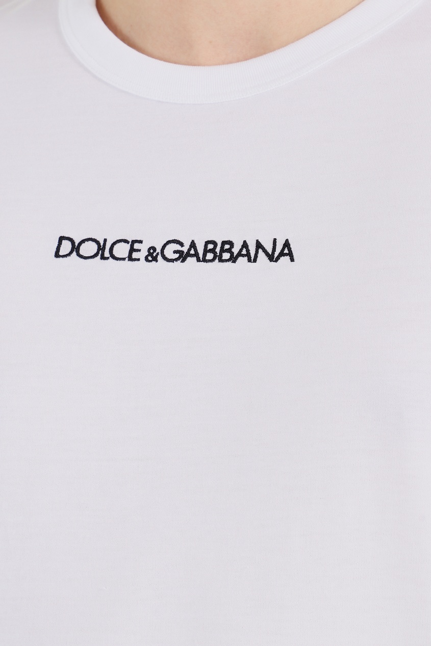 фото Белая футболка с мелким логотипом dolce&gabbana