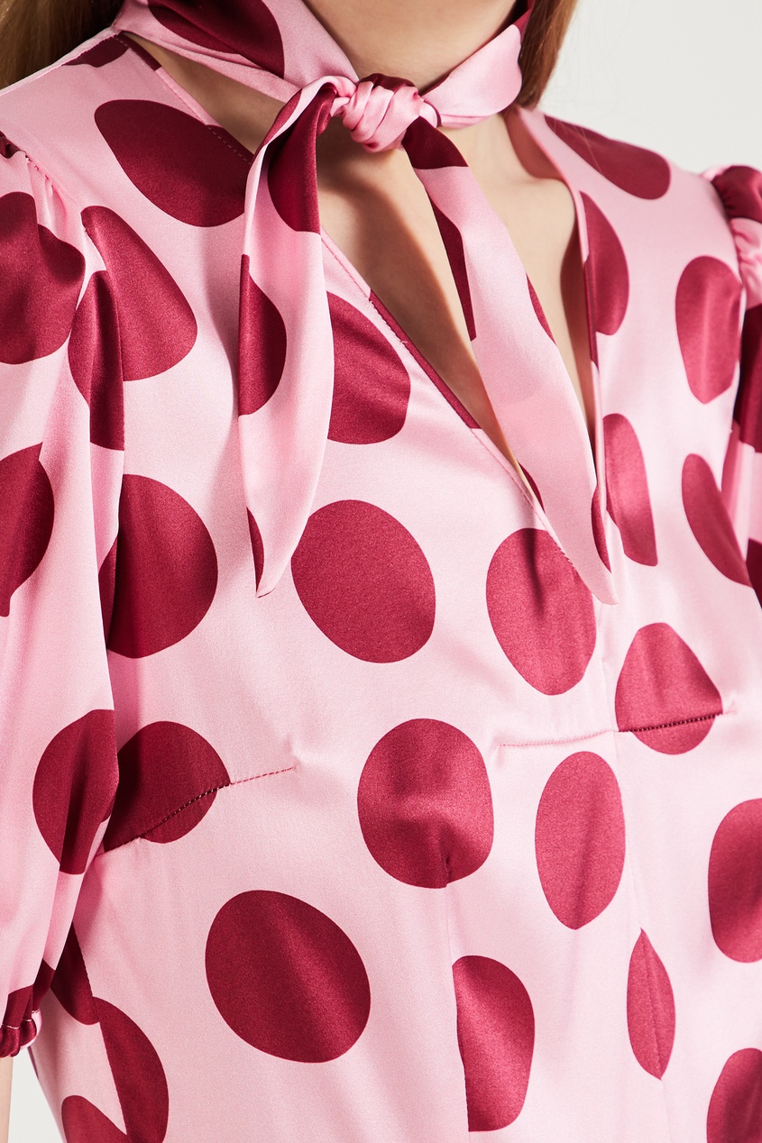 фото Розовое платье в бордовый горох dolce&gabbana