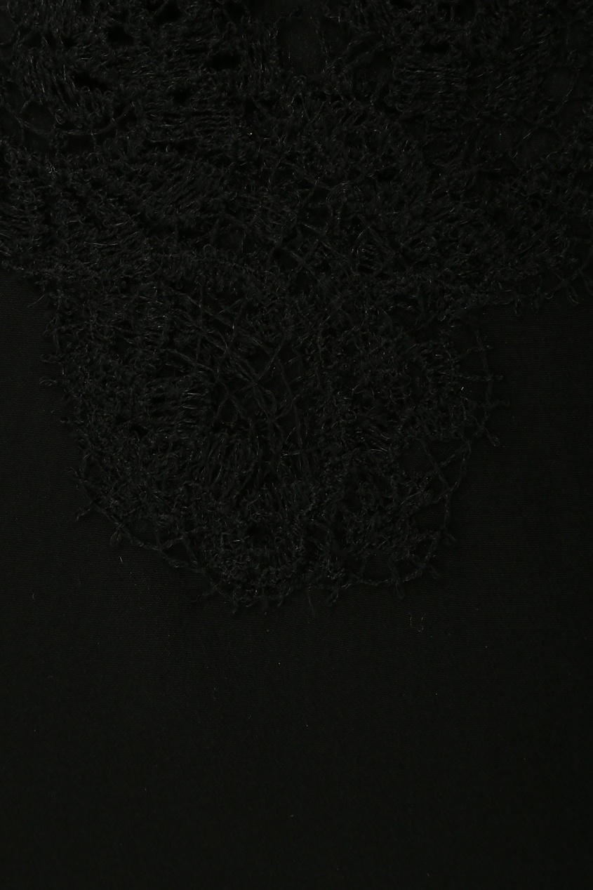 фото Черный шелковый топ с кружевом ermanno scervino