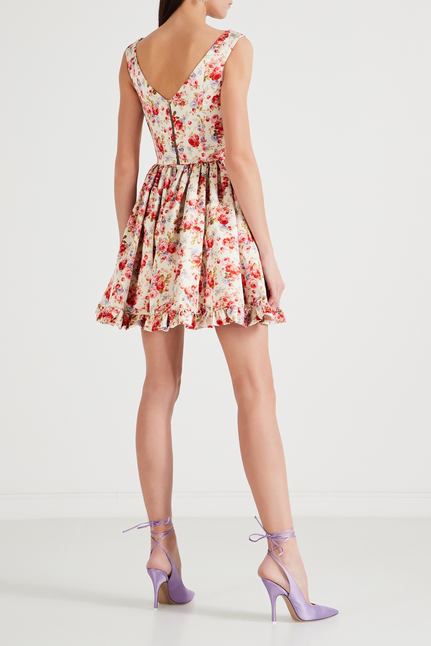 фото Мини-платье с цветочным принтом maison bohemique