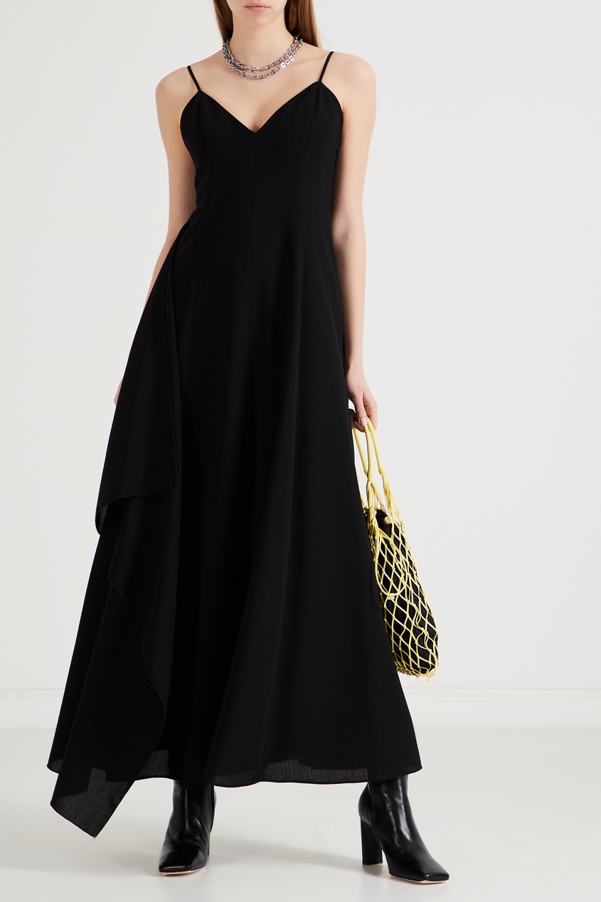 фото Черное шерстяное платье ami paris