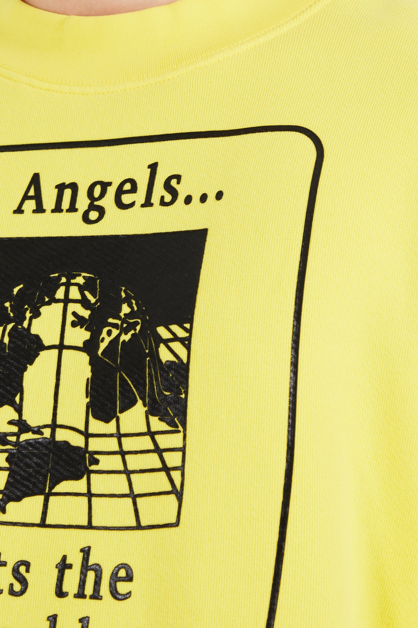 фото Желтый свитшот с принтом palm angels