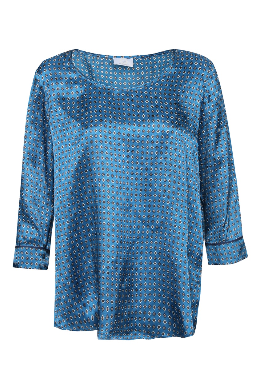 фото Синяя атласная блуза marina rinaldi