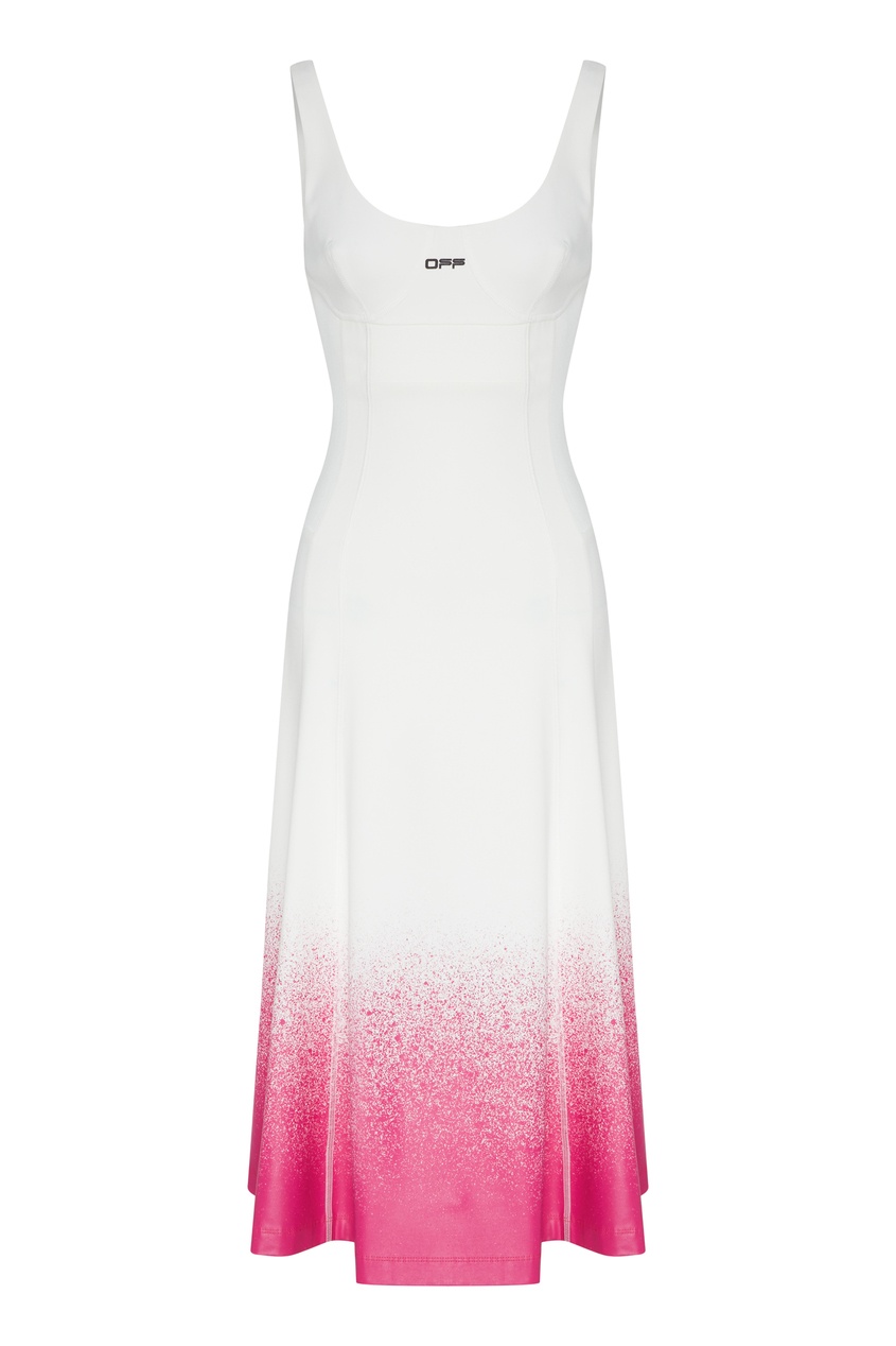 фото Белое платье с розовым принтом off-white