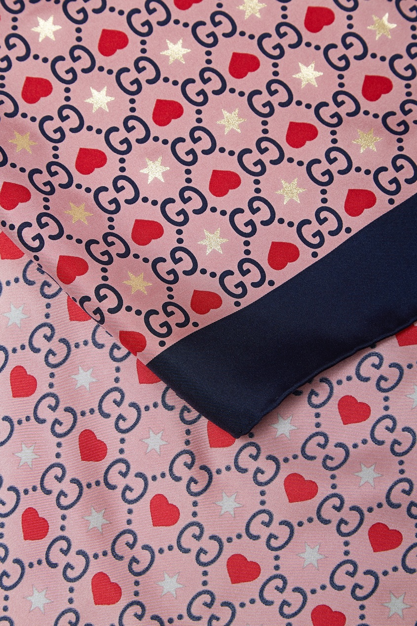 фото Шелковый платок розового цвета gucci