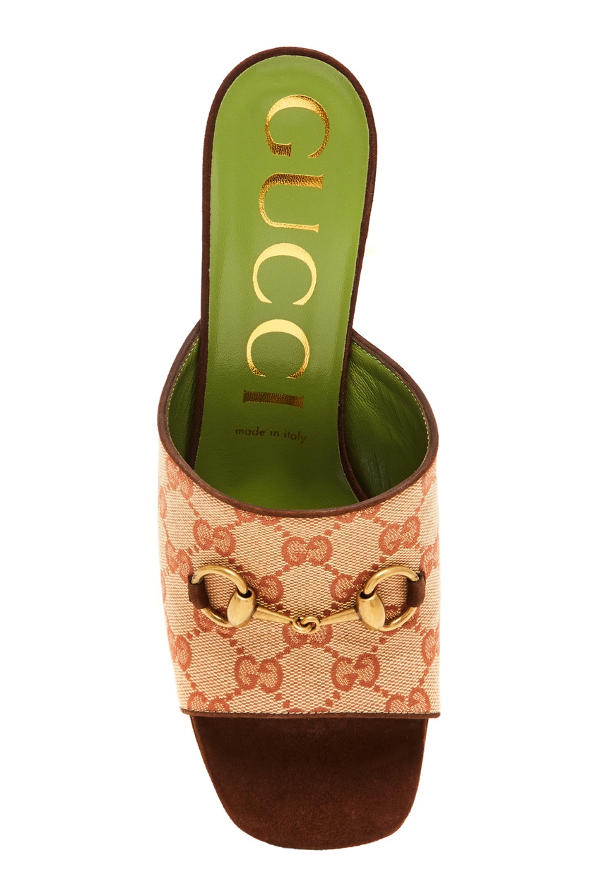 фото Коричневые мюли на платформе gucci