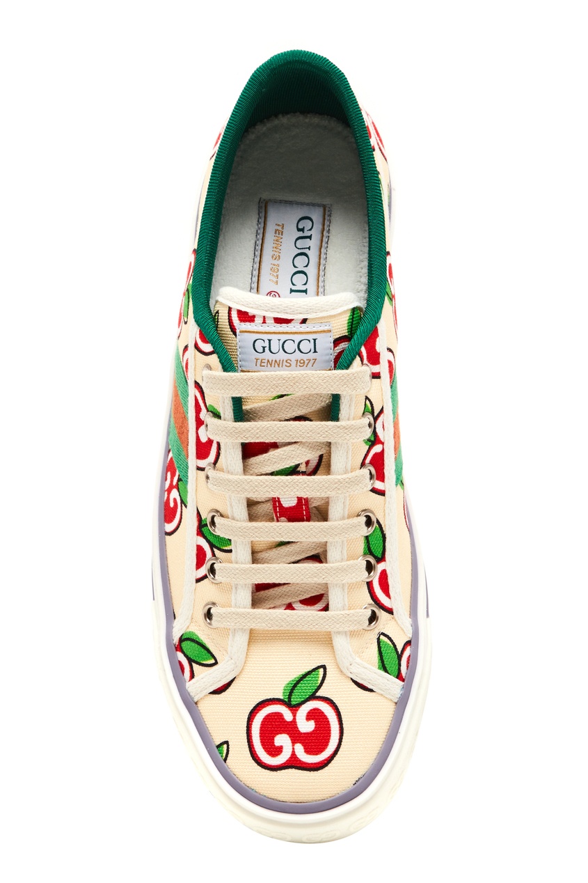 фото Бежевые кеды с яблоками gucci tennis 1977