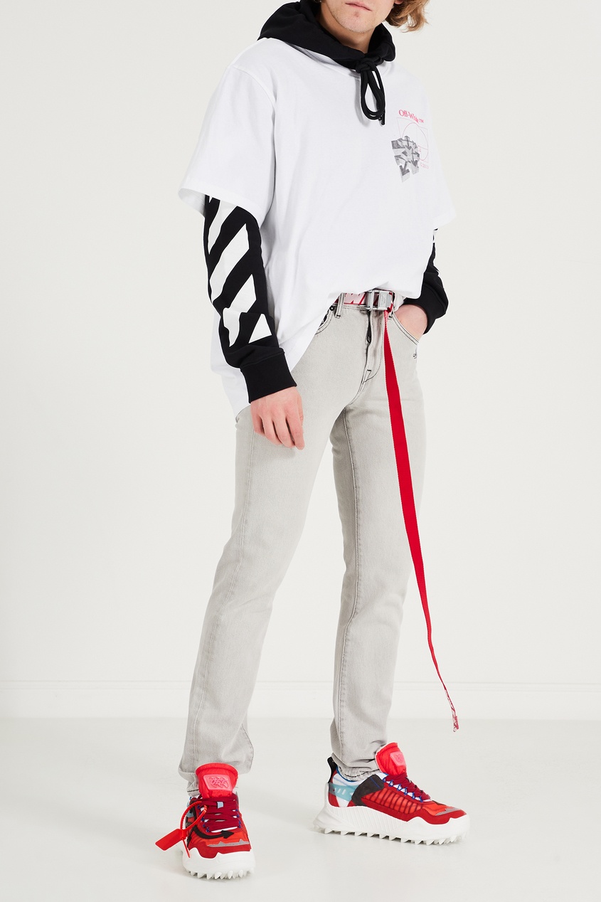 фото Красные комбинированные кроссовки off-white