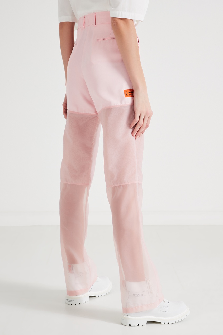 фото Розовые брюки с прозрачными вставками heron preston