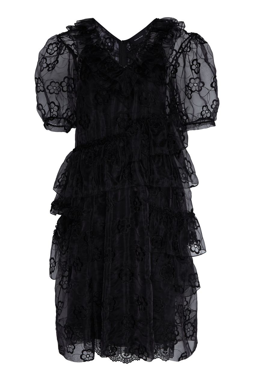 фото Черное платье-миди из органзы simone rocha
