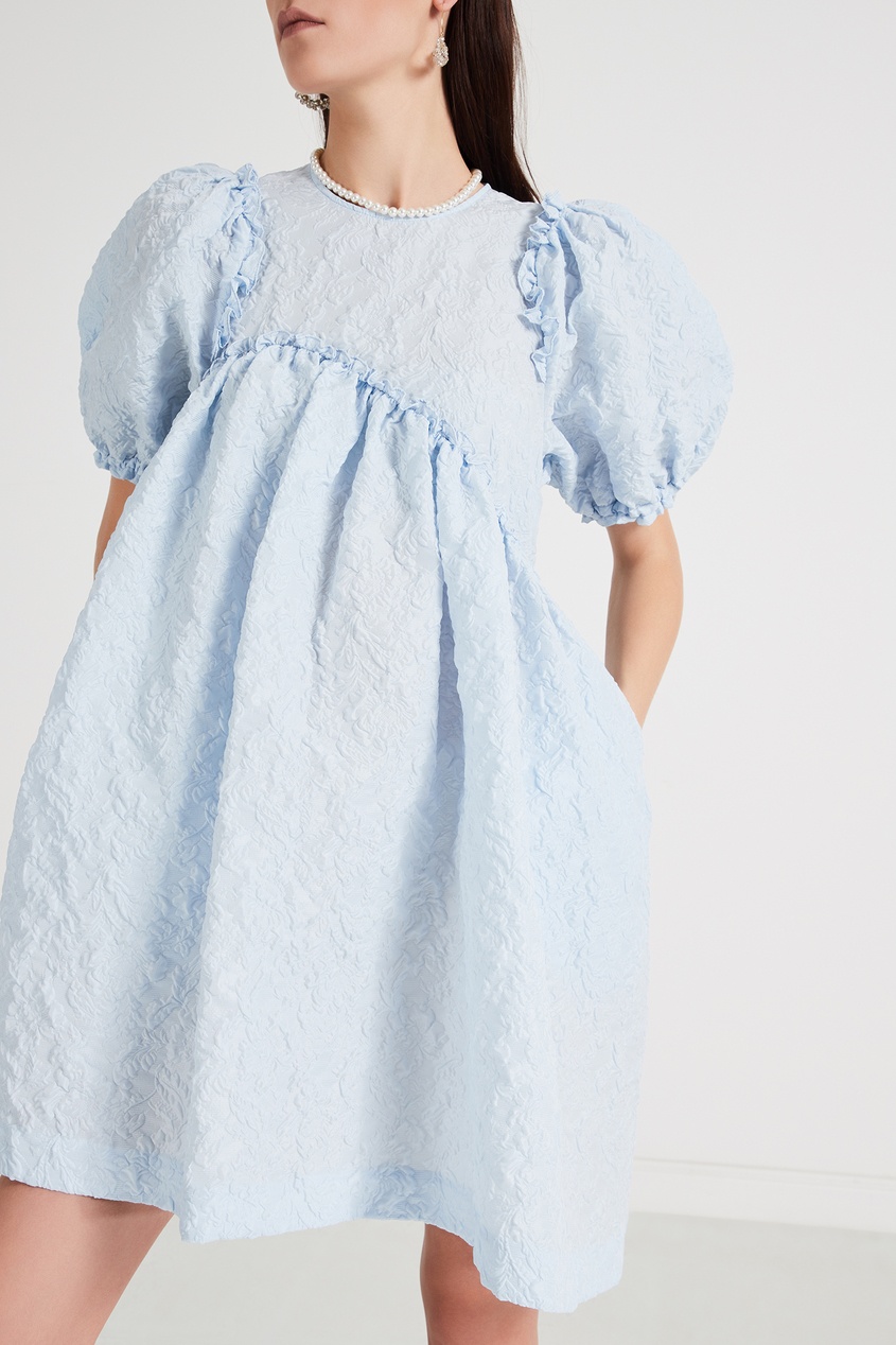 фото Асимметричное платье из голубого клоке simone rocha