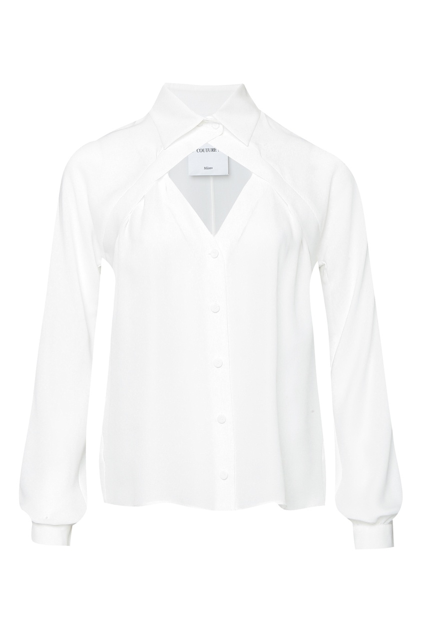фото Белая рубашка с вырезом moschino