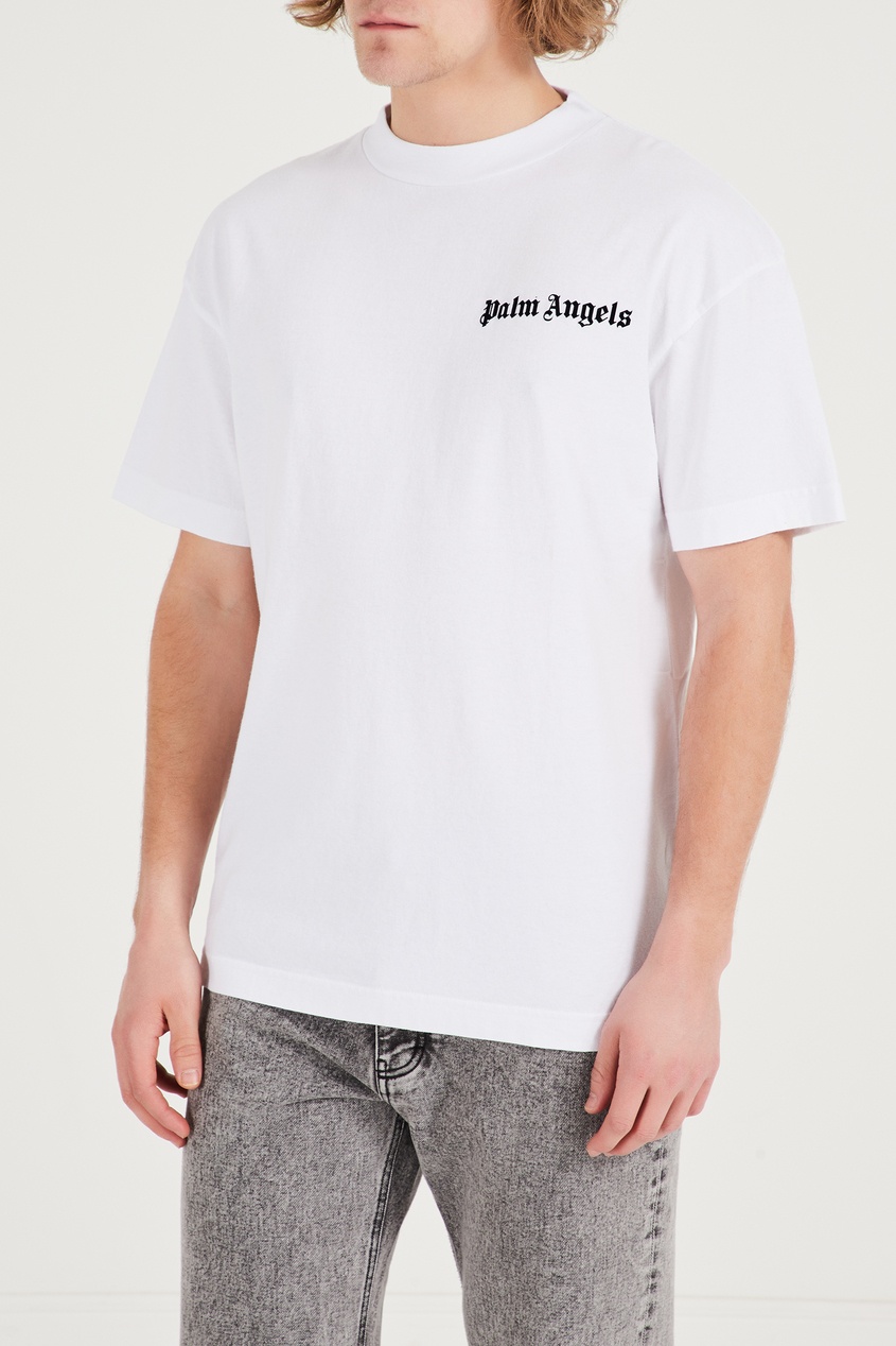 фото Белая футболка с аппликациями palm angels