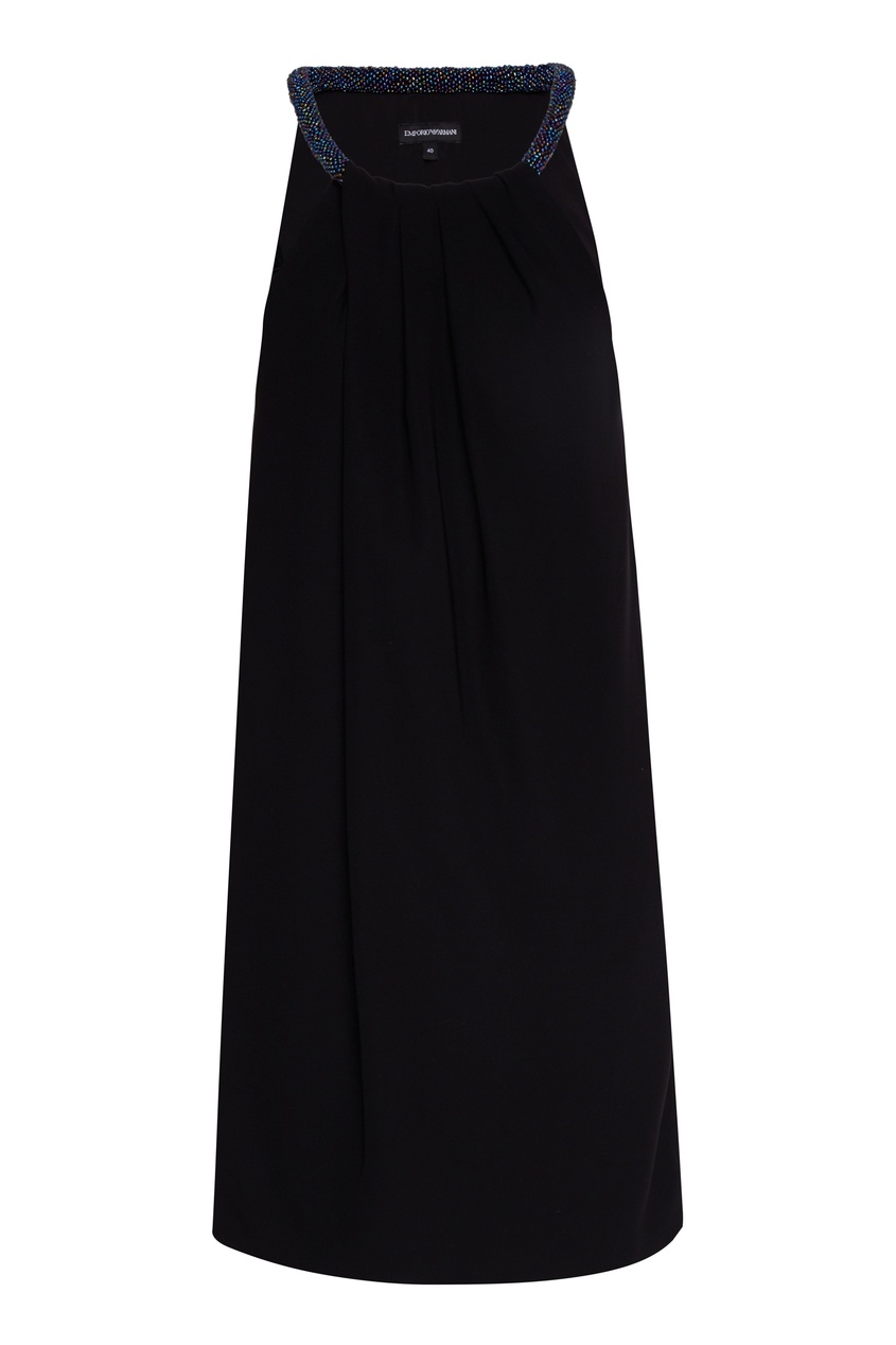фото Черное платье с декором emporio armani