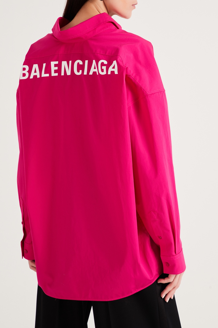 фото Рубашка цвета фуксии с логотипом balenciaga