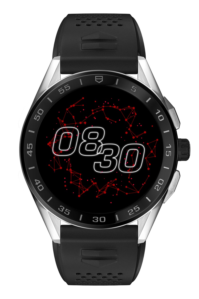 фото Connected черные смарт-часы со стальным корпусом и каучуковым браслетом tag heuer