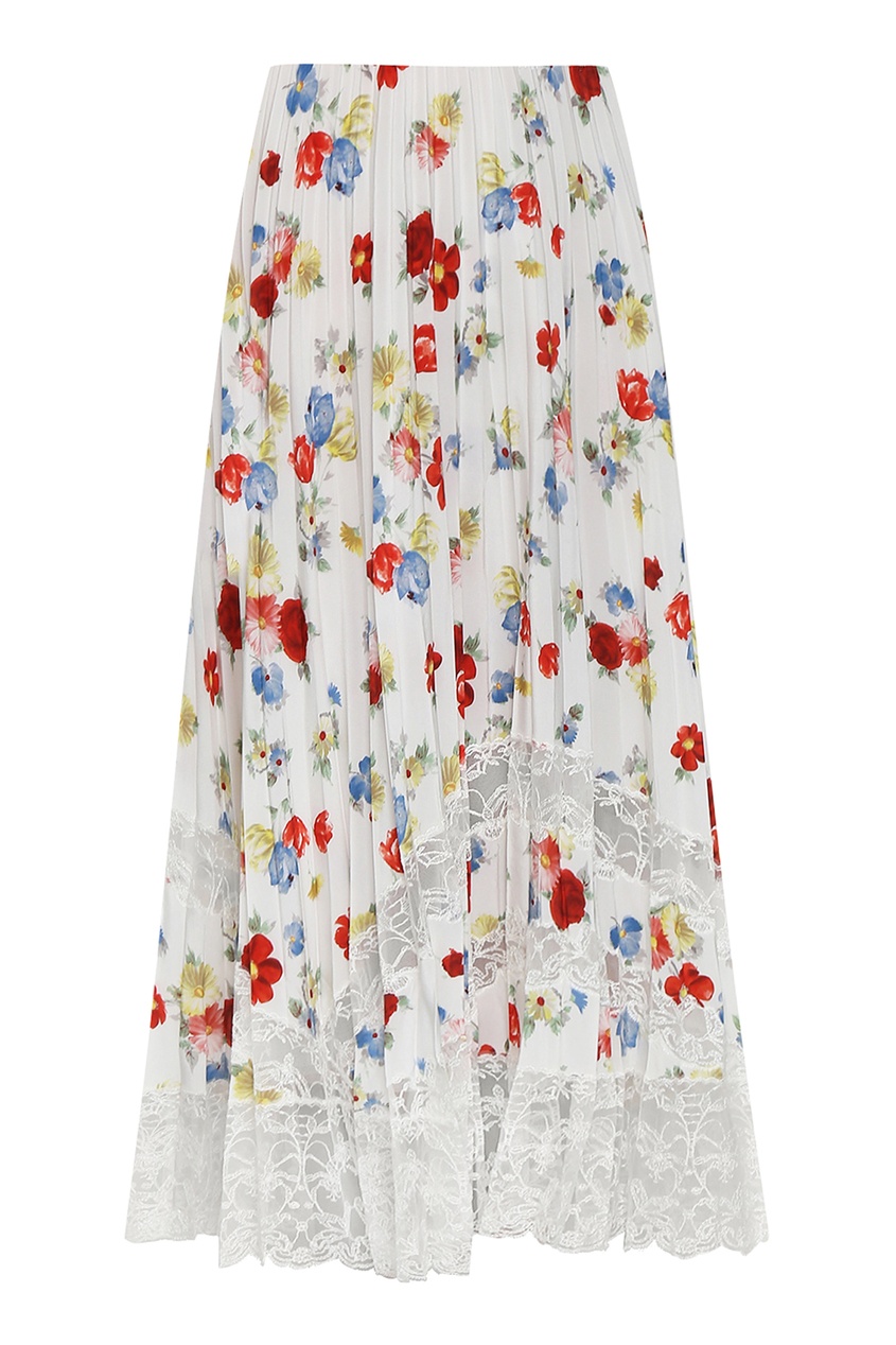 фото Плиссированная юбка с цветами и кружевом ermanno scervino