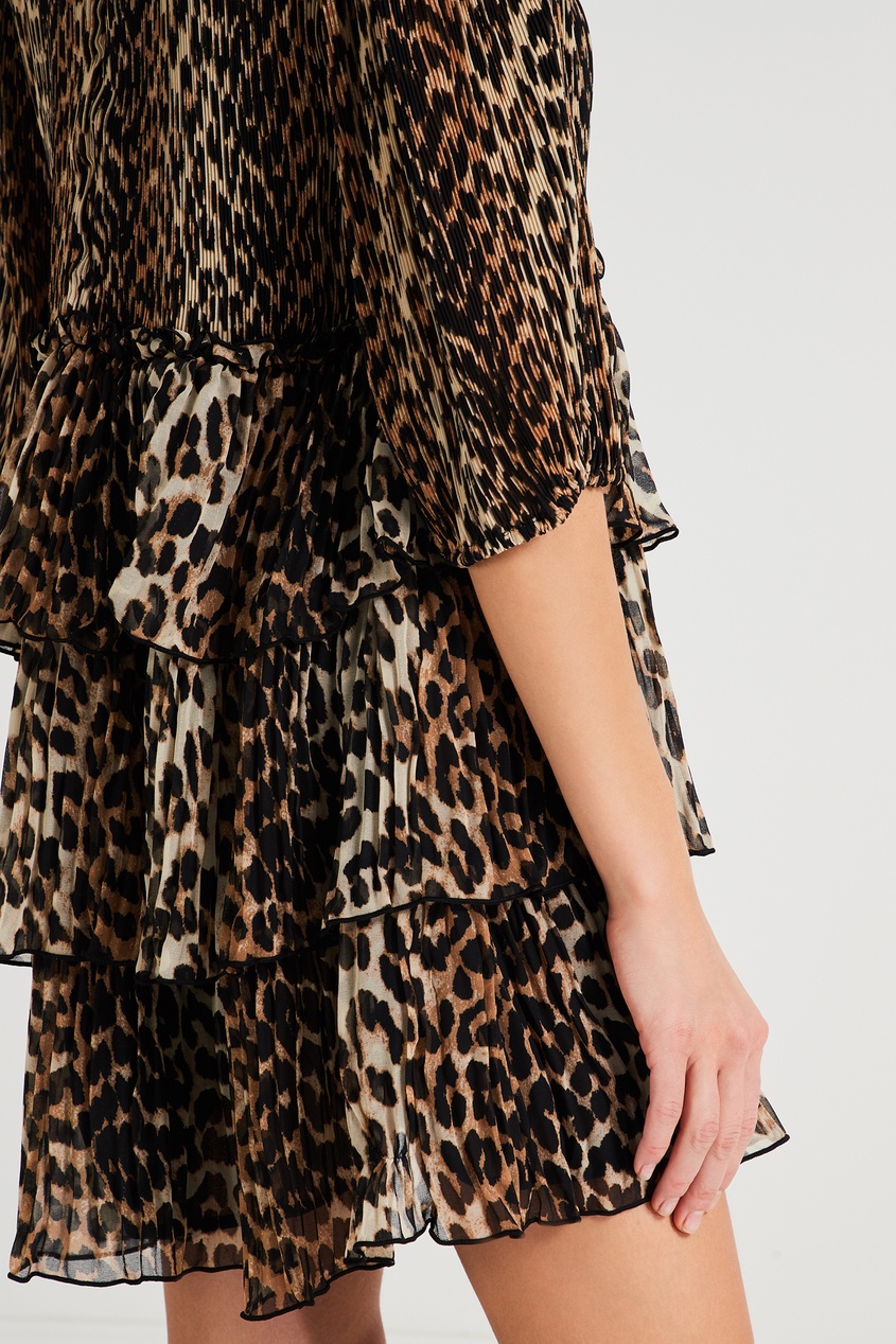 фото Леопардовое платье из переработанной ткани ganni