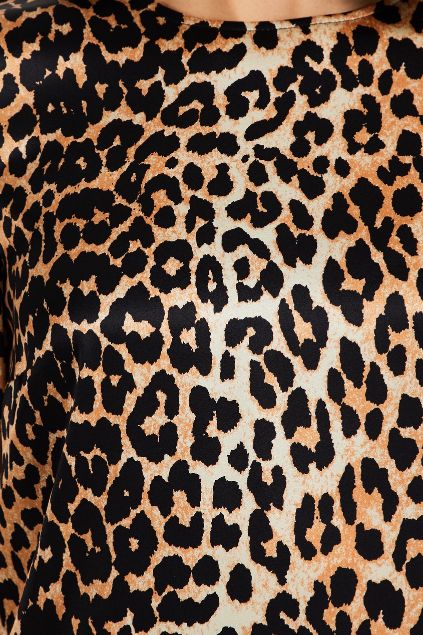 фото Леопардовое платье из шелка ganni