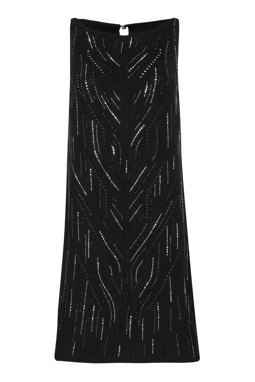 фото Черное мини-платье со стразами ermanno scervino