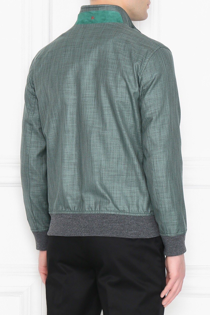 фото Зеленая куртка из смесовой ткани isaia