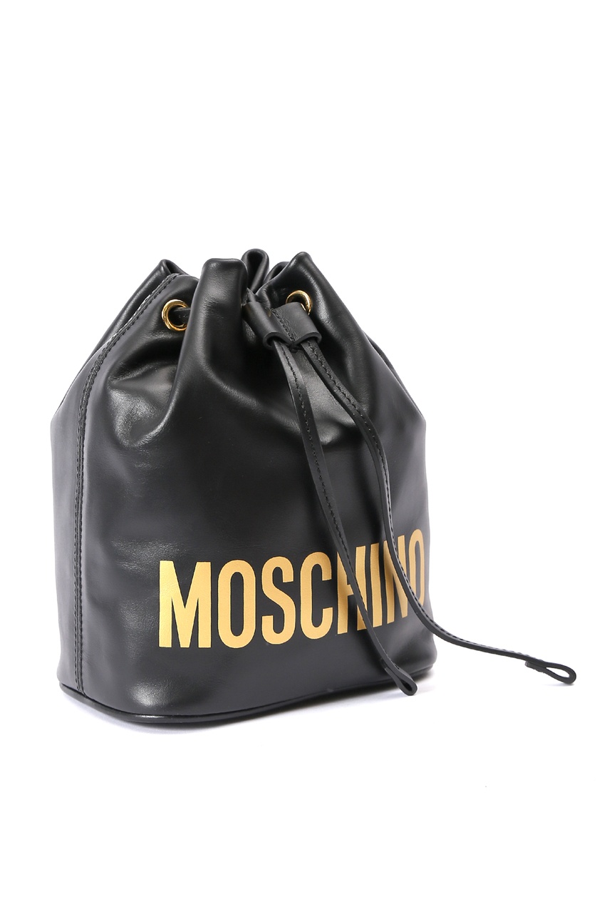 фото Кожаная сумка с рисунком moschino