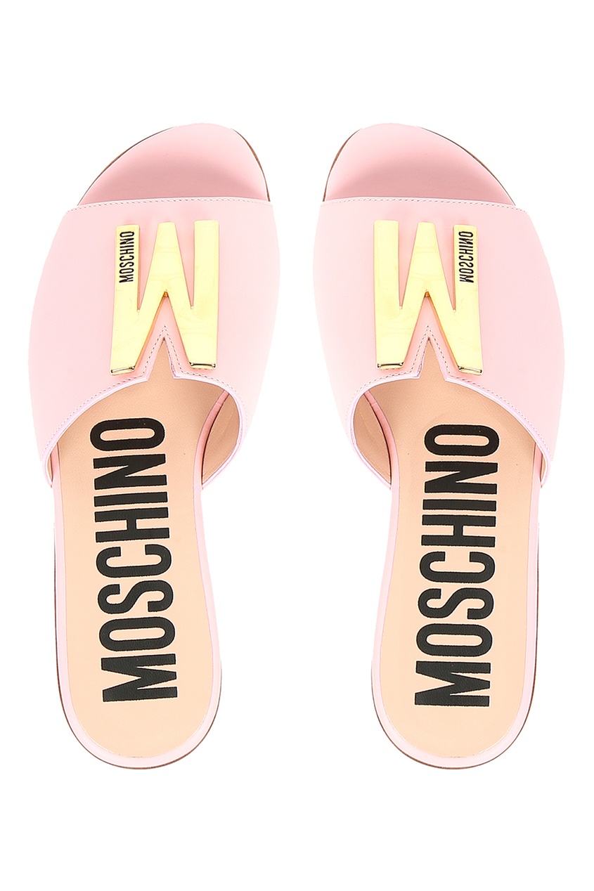 фото Розовые мюли с логотипом moschino